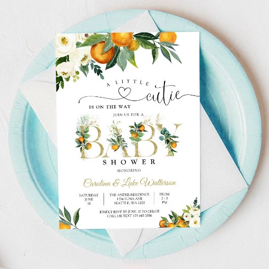 Citrus Floral Baby Shower Invitation 招待状