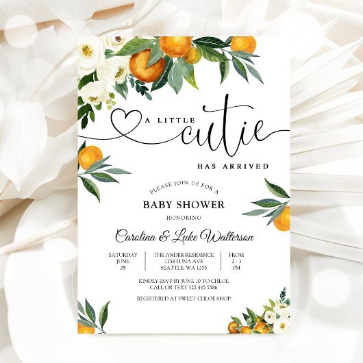 Citrus Floral Baby Shower Invitation 招待状
