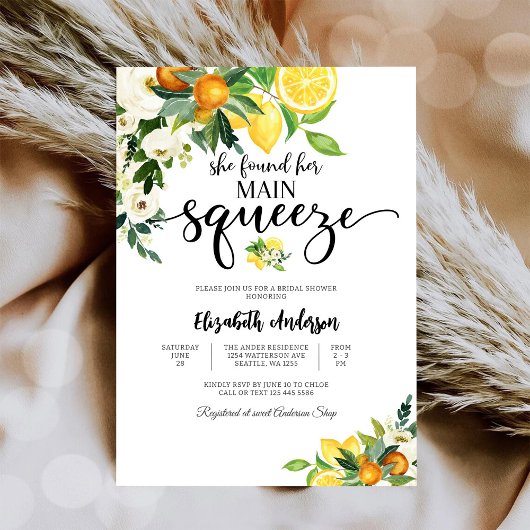Citrus Floral Bridal Shower Invitation 招待状