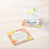 Citrus Floral Little Cutie Birthday Party Table スクエアペーパーコースター (インサイチュ)