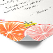 Citrus Floral Little Cutie Favors Sign ポスター (角)