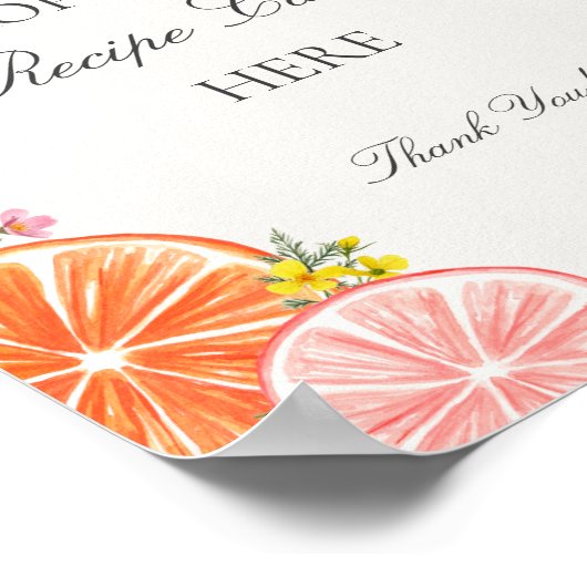 Citrus Floral Main Squeeze Share a Recipe Sign ポスター (角)