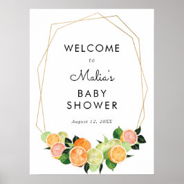 Citrus Fruit Cutie Baby Shower Welcome Sign ポスター