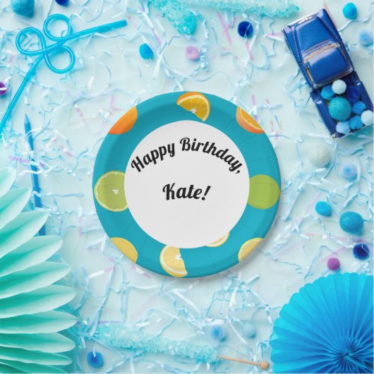 Citrus Fruit Happy Birthday ペーパープレート (パーティー)