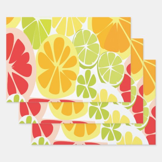 Citrus Fruit Pattern ラッピングペーパーシート (セット)