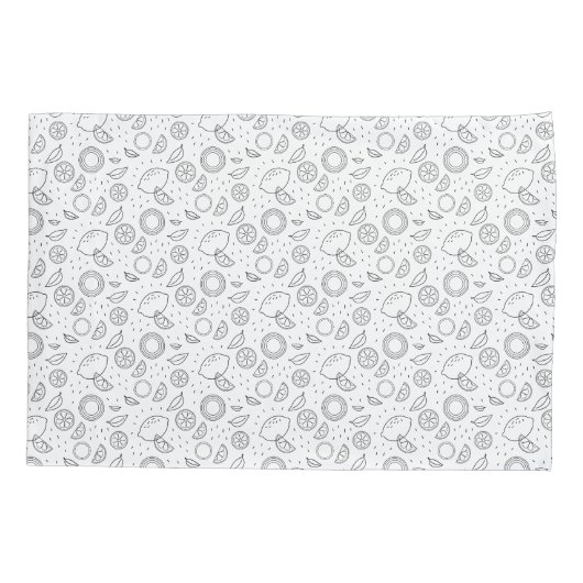 Citrus fruits Lemon Black Hand drawn Modern. 枕カバー (裏面)