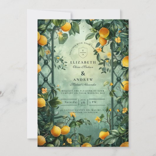 Citrus Garden Botanical Wedding 招待状 (正面)