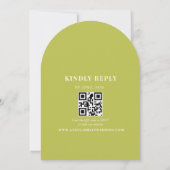 Citrus Green Arched QR Code Wedding 招待状 (裏面)