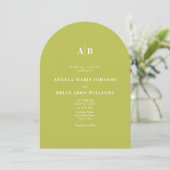 Citrus Green Arched QR Code Wedding 招待状 (スタンド正面)