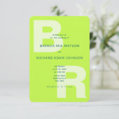 Citrus Green Bold Initial QR Wedding 招待状 (スタンド正面)