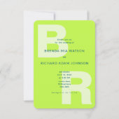 Citrus Green Bold Initial QR Wedding 招待状 (正面)