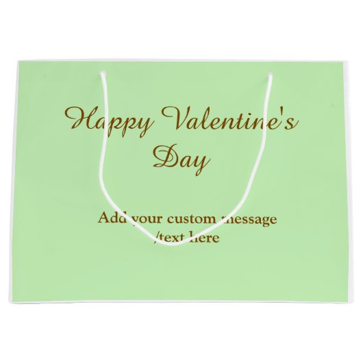 Citrus green brown happy Valentine's day simple  ラージペーパーバッグ (正面)