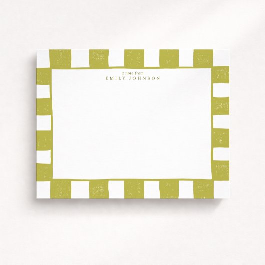 Citrus Green Checker Note Card 招待状