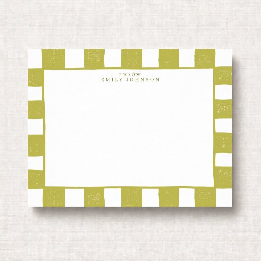 Citrus Green Checker Note Card 招待状