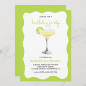 Citrus Green Chic Wavy Summer Cocktail Birthday 招待状 (正面/裏面)