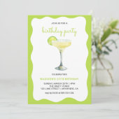 Citrus Green Chic Wavy Summer Cocktail Birthday 招待状 (スタンド正面)