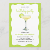 Citrus Green Chic Wavy Summer Cocktail Birthday 招待状 (正面)