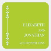 Citrus Green & Coastal Blue Wedding スクエアシール (正面)