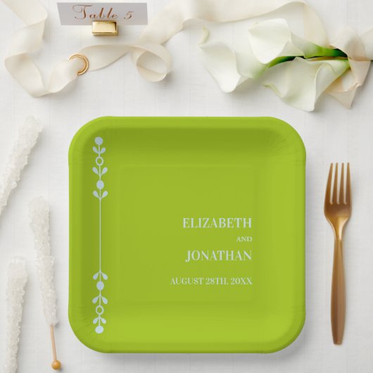 Citrus Green & Coastal Blue Wedding ペーパープレート (ウェディング)