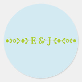 Citrus Green & Coastal Blue Wedding ラウンドシール