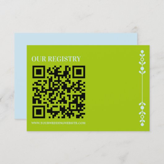 Citrus Green & Coastal Blue Wedding Registry エンクロージャーカード (正面/裏面)