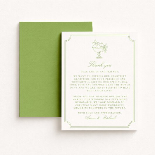 Citrus Green Double Frame  Wedding Thank You card セーブザデート