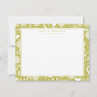 Citrus Green Easter Egg Frame Note Card 招待状