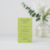 Citrus Green Elegant Calligraphy Wedding RSVP Card 名刺 (スタンド正面)