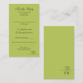 Citrus Green Elegant Calligraphy Wedding RSVP Card 名刺 (正面/裏面)