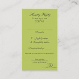 Citrus Green Elegant Calligraphy Wedding RSVP Card 名刺