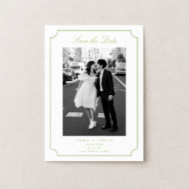 Citrus Green Elegant Frame Photo Save the Date サンキューカード