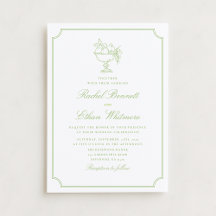 Citrus Green Elegant Frame Wedding Invitation