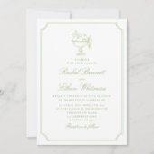 Citrus Green Elegant Frame Wedding Invitation 案内状 (正面)