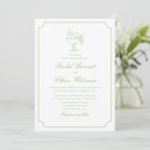 Citrus Green Elegant Frame Wedding Invitation 案内状 (スタンド正面)