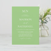Citrus Green Elegant Minimalist Initial Wedding 招待状 (スタンド正面)