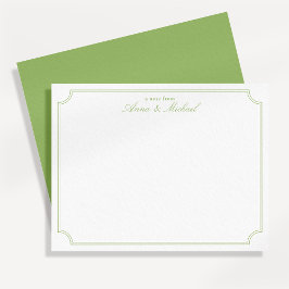 Citrus Green Elegant Minimalist Wedding Note Card 招待状