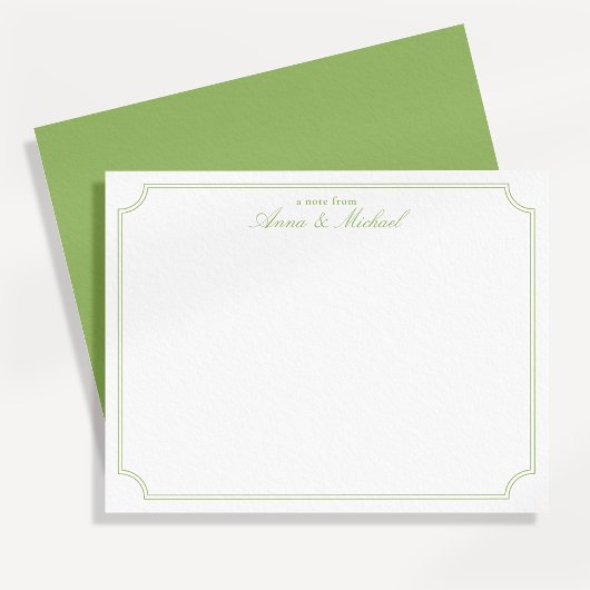 Citrus Green Elegant Minimalist Wedding Note Card 招待状