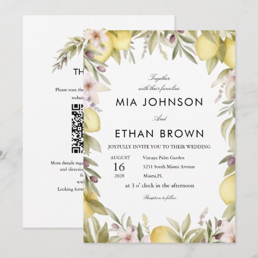 CITRUS GREEN FLOWER WEDDING Invitation 招待状 (正面/裏面)