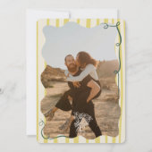 Citrus Green hand drawn Stripes photo wedding 招待状 (裏面)