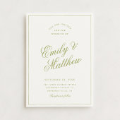 Citrus Green Modern Script Wedding Invitation 招待状