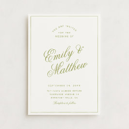 Citrus Green Modern Script Wedding Invitation 招待状
