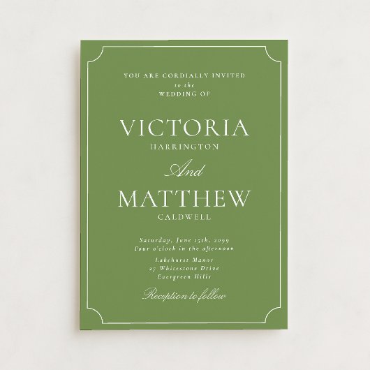 Citrus Green Modern Script Wedding Invitation 招待状