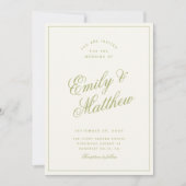Citrus Green Modern Script Wedding Invitation 招待状 (正面)