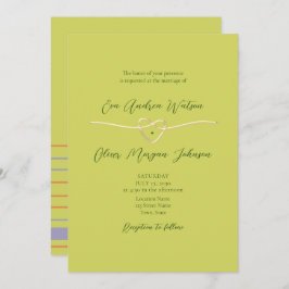 Citrus Green Photo QR Code Wedding 招待状