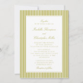 Citrus Green Stripe Classic Wedding Invitation 招待状 (正面)