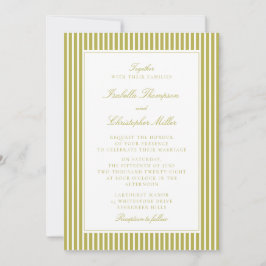 Citrus Green Stripe Classic Wedding Invitation 招待状