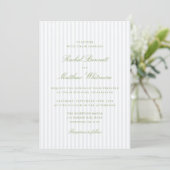 Citrus Green Stripe Elegant Wedding Invitation 招待状 (スタンド正面)