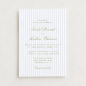 Citrus Green Stripe Elegant Wedding Invitation 招待状