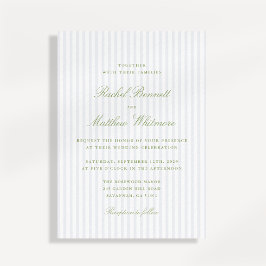 Citrus Green Stripe Elegant Wedding Invitation 招待状