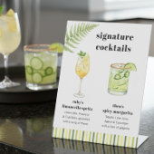Citrus Green Stripe Wedding Signature Drink Bar 台座サイン